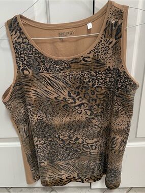 Chicos Zenergy Size XL (16-18) Animal Print Clear Sequin Sleeveless Tank Top